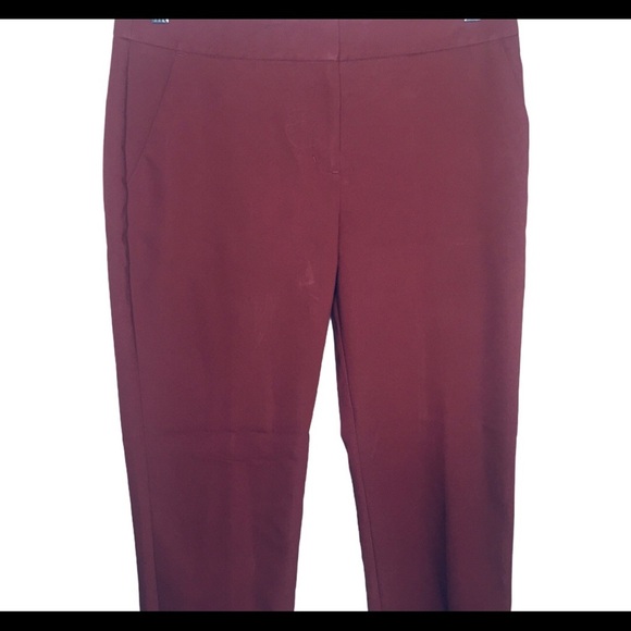 EXPRESS Columnist Straight Trousers/Pants With Pockets Maroon Red Size 6R - Picture 5 of 11